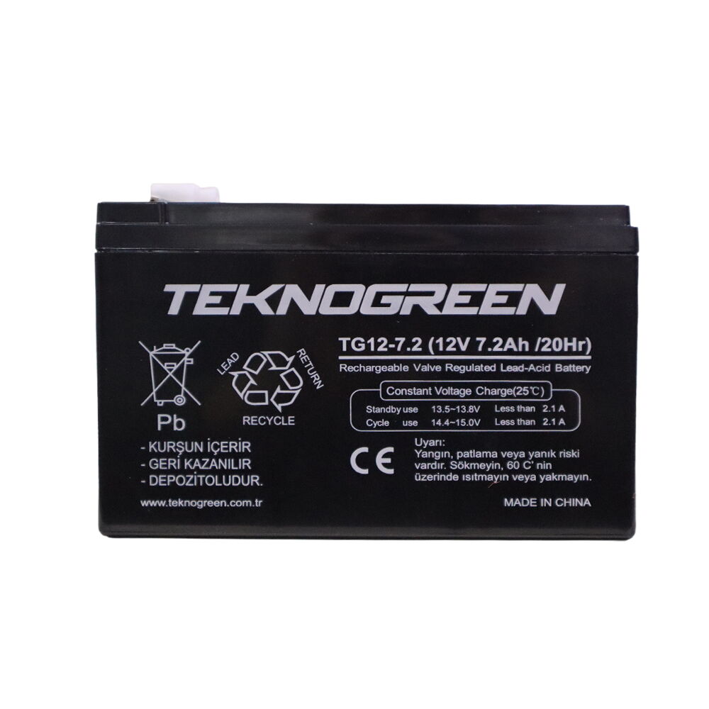 Teknogreen 12V 7.2Ah Bakımsız Kuru Akü (K.10)