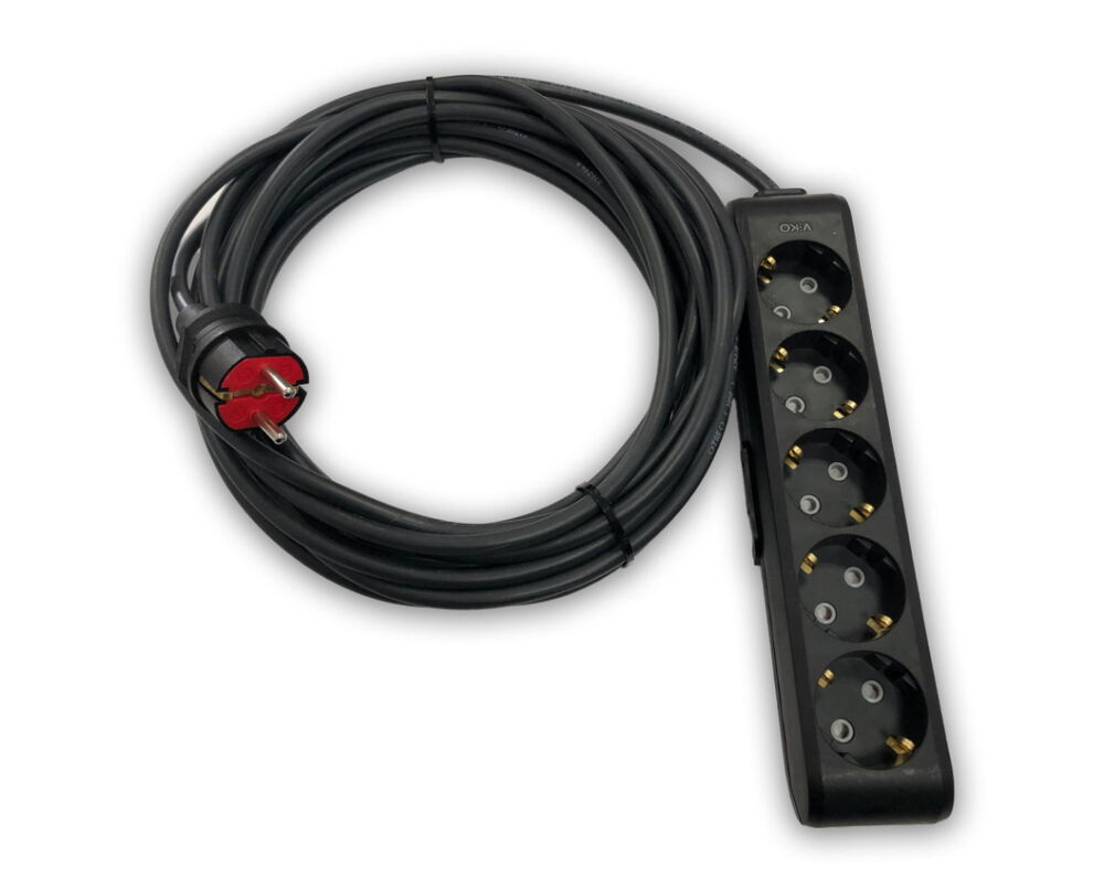 Beşli Çocuk Korumalı Topraklı Grup Priz Siyah 10m