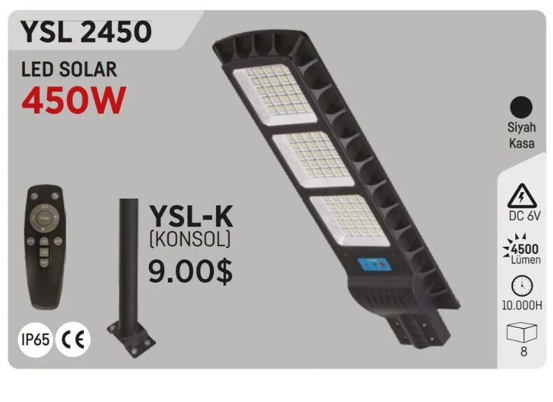 YCL YSL-2450 450W Solar Led Sokak Armatürü