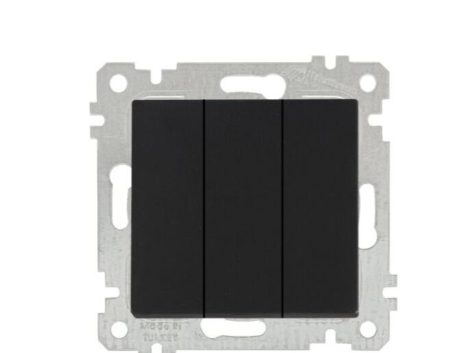 Mutlusan Rita Mek. Tuş Klipsli Üçlü Anahtar Siyah