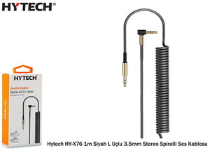 Hytech HY-X76 Siyah L Uç Spiral Aux Kablosu 180cm