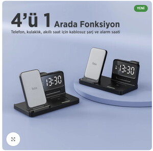 Bix BXMW4 Saatli 15W Kablosuz Şarj Standı Siyah #2