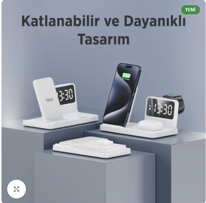 Bix BXMW4 Saatli 15W Kablosuz Şarj Standı Beyaz #3