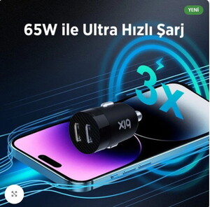 Bix BXAC65C 65W Type-C/Usb Araç Şarj Cihazı Siyah #3