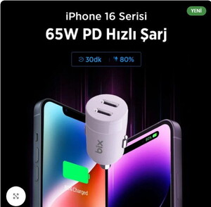 Bix BXCC65C 65W Çift Type-C Araç Şarj Cihazı Beyaz #4