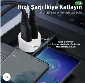 Bix BXCC65C 65W Çift Type-C Araç Şarj Cihazı Beyaz #5