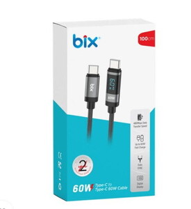 Bix BX06CC 60W Type-C Hızlı Şarj Kablosu 1m Gri #3