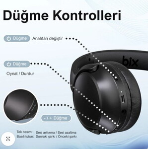 Bix H2 Kulak Üstü Bluetooth Kulaklık Siyah #3