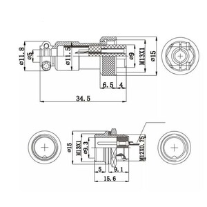 IC261M 12mm 4 Pin Mini Mayk Fiş Kablo Monte Dişi #2