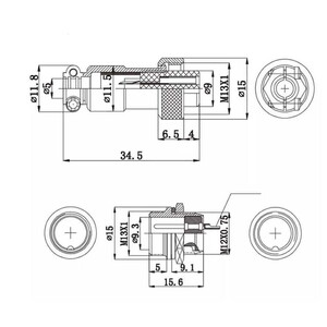 IC261M 12mm 5 Pin Mini Mayk Fiş Kablo Monte Dişi #2