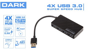 Dark 4 Port USB 3.0 USB Hub