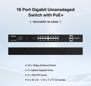 Tenda TEG2220P-16-250W 18 Port PoE Gigabit Switch #2